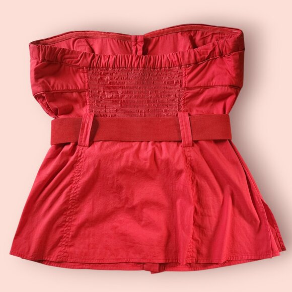 Bebe Y2K mcbling red strapless belted babydoll tube top size L button down - Picture 4 of 6
